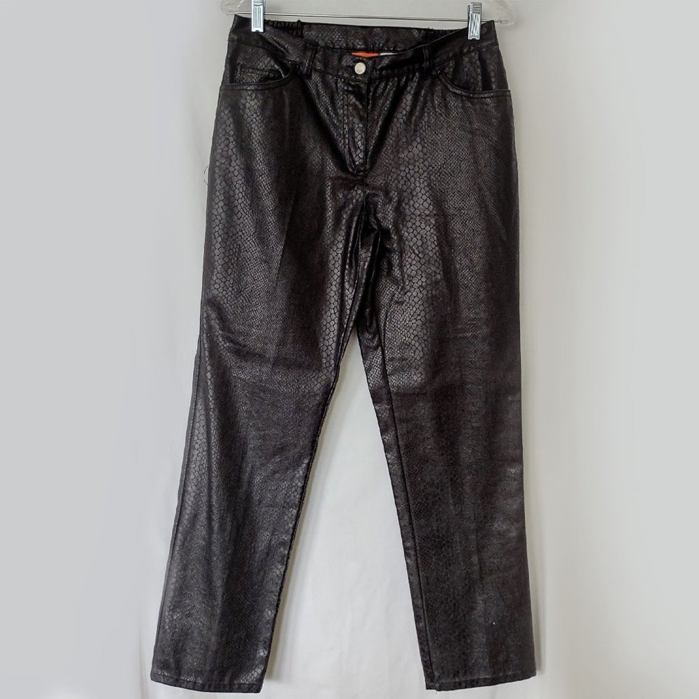 Hearts of Palm Faux Snakeskin Black Sz 8 NWOT Jeans Pants Straight Leg